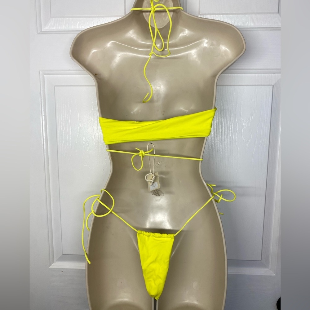 Basic Bxxch Neon Yellow 2Pc Bikini Nwt Large - Picture 3 of 5
